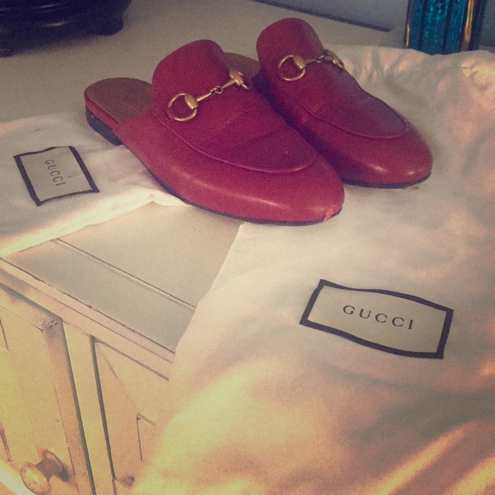 Red leather Provincetown Gucci Loafers